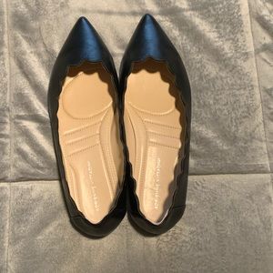 Scalloped black flats